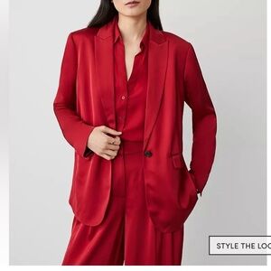 NWT Ann Taylor Red Satin Blazer